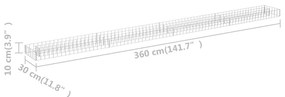 Συρματοκιβώτιο-Γλάστρα Υπερυψωμένη 360x30x10 εκ. Γαλβ. Χάλυβας - Ασήμι