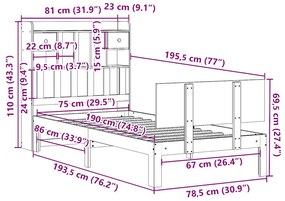 ΚΡΕΒΑΤΙ ΒΙΒΛΙΟΘΗΚΗ ΧΩΡΙΣ ΣΤΡΩΜΑ ΛΕΥΚΟ 75X190 ΕΚ ΜΑΣΙΦ ΠΕΥΚΟ 3322677