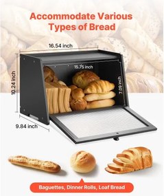 VEVOR Bread Box for Kitchen Counter Large Capacity Bamboo Storage Container