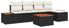 vidaXL Σετ Καναπέ Κήπου με μαξιλάρι 6 pcs Μαύρο Πολυ ράταν