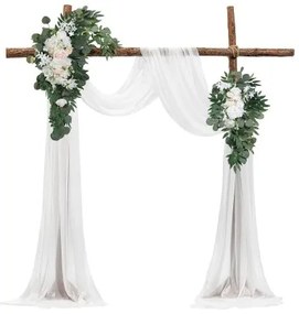 VEVOR Artificial Wedding Arch Flowers Kit White With 2 Pcs Flowers 2 Pcs Drapes