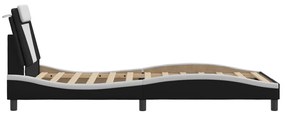 Πλαίσιο Κρεβατιού με LED Μαύρο/Λευκό 100x200εκ. Συνθετικό Δέρμα - Μαύρο