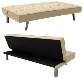 Καναπές-κρεβάτι Travis pakoworld 3θέσιος με ύφασμα μπεζ 175x83x74εκ - Ύφασμα - 035-000025