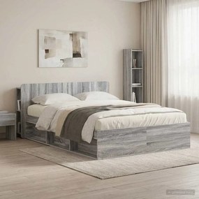 vidaXL Κρεβάτι με Κεφαλάρι με αποθήκευση Γκρι Sonoma