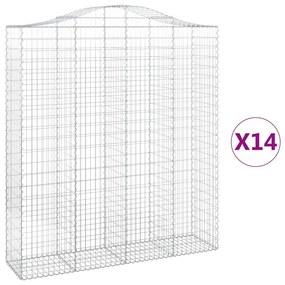 vidaXL Συρματοκιβώτια Τοξωτά 14 τεμ. 200x50x220/240 εκ. Γαλβαν. Ατσάλι