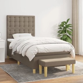 Κρεβάτι Boxspring με Στρώμα Taupe 100 x 200 εκ. Υφασμάτινο - Μπεζ-Γκρι