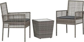 vidaXL Σετ Μπιστρό Κήπου 3 pcs Γκρι συνθετικό ρατάν
