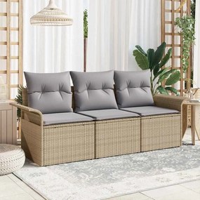 vidaXL Σετ Καναπέ Κήπου 3 pcs Μπεζ 196 x 62 x 85εκ συνθετικό ρατάν