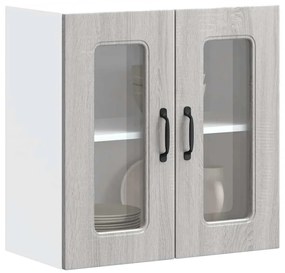 Ντουλάπι Κουζίνας με Γυάλινη Πόρτα "Kalmar" Γκρι Ξύλο Sonoma Μηχανικής Επεξεργασίας