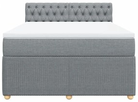 Κρεβάτι Boxspring με Στρώμα Αν. Πράσινο 160x200εκ Υφασμάτινο - Γκρι