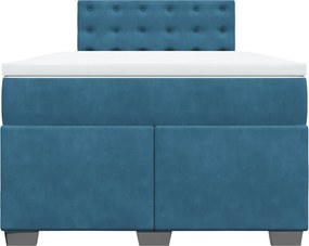 vidaXL Κρεβάτι Boxspring με Στρώμα Μπλε 120x200 εκ. Βελούδινο