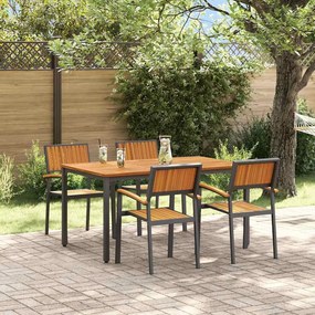vidaXL Σέτ φαγητού για κήπο 5 pcs Μαύρο και καφέ 150 x 90 x 75 cm