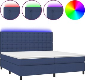 vidaXL Κρεβάτι Boxspring με Στρώμα &amp; LED Μπλε 200x200 εκ. Υφασμάτινο