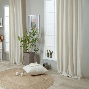 Κουρτίνα Guensa 11 Με Τρέσα Beige-Grey Teoran 140X260 Cotton-Polyester