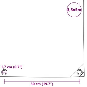 vidaXL Μουσαμάς Γκρι 3,5 x 5 μ. 650 γρ./μ.²