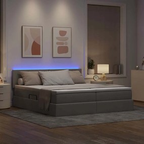 vidaXL LED Κρεβάτι αποθήκευσης με στρώμα Taupe 180 x 200 cm Ύφασμα
