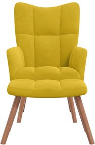 vidaXL Πολυθρόνα Relax Κίτρινη Μουσταρδί Βελούδινη με Σκαμπό