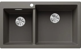 Blanco Pleon 9 Δ Volcano Grey SILGRANIT™ PuraDur™ Γρανιτένιος Νεροχύτης Ένθετος με 2 Γούρνες 86x50cm