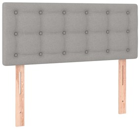 vidaXL Κρεβάτι Boxspring με Στρώμα &amp; LED Αν.Γκρι 90x200 εκ. Υφασμάτινο