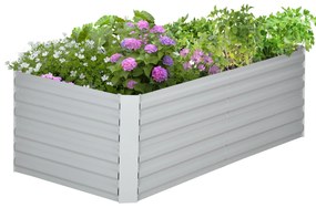 Outsunny Pflanzenkübel, Handliches Blumenbeet zum Anpflanzen, Hegen und Pflegen, Hochbeet, Stahl, Hellgrau