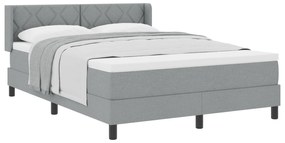 vidaXL Κρεβάτι Box Spring  με Στρώμα - Ανοιχτό Γκρι - 140 x 190 cm - Ύφασμα