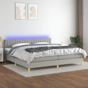 vidaXL Κρεβάτι Boxspring με Στρώμα &amp; LED Αν.Γκρι 200x200εκ. Υφασμάτινο