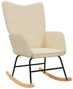 vidaXL Κουνιστή Πολυθρόνα Κρεμ Υφασμάτινη