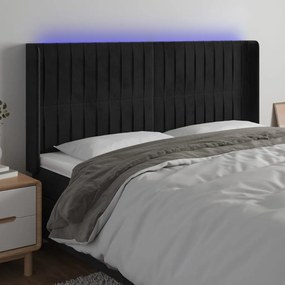Κεφαλάρι Κρεβατιού LED Μαύρο 203x16x118/128 εκ. Βελούδινο 3124354