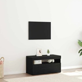 vidaXL Ντουλάπι τηλεόρασης με LED Φώτα Μαύρη Δρυς 75x35x40 εκ. Επεξεργασμένο ξύλο