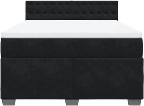 vidaXL Κρεβάτι Boxspring με Στρώμα Μαύρο 140x200 εκ. Βελούδινο