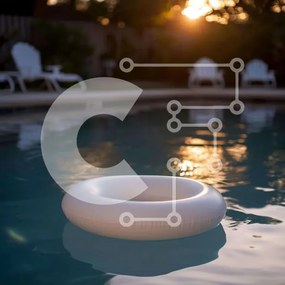 Intra Συλλεκτικό Ξύλινο Παζλ Plywood 4mm - Πισίνα με φουσκωτό δαχτυλίδι και καρέκλες Σε Ξύλινο Κουτί - Διαστάσεις Puzzle: 10x10 cm – 25 κομμάτια