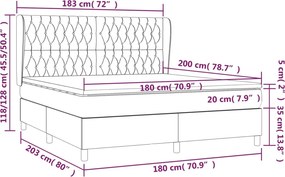 vidaXL Κρεβάτι Boxspring με Στρώμα Σκούρο Γκρι 180x200 εκ Υφασμάτιν