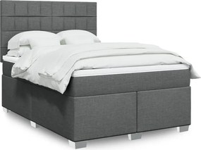 vidaXL Κρεβάτι Boxspring με Στρώμα Σκούρο Γκρι 140x200 εκ Υφασμάτινο