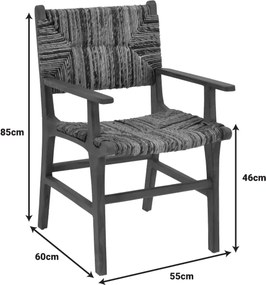 Πολυθρόνα Refane pakoworld φυσικό teak ξύλο-ψάθα 55x60x85εκ