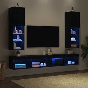 vidaXL Σετ επίπλου τηλεόρασης 2 pcs Μαύρη Οξυά Επεξεργασμένο Ξύλο