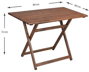 Τραπέζι πτυσσόμενο Klara Megapap από ξύλο οξιάς σε χρώμα καρυδί εμποτισμού 80x60x72εκ. - Ξύλο - GP013-0026