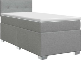 vidaXL Κρεβάτι box spring με στρώμα Ανοιχτό γκρι 100 x 200 cm Ύφασμα