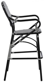 Σκαμπό Μπαρ C5794.02 Αλουμινίου Bamboo Look με Wicker Μαύρο - Λευκό 56x60x126 εκ. 56x60x126 εκ.