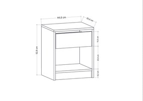 Κομοδίνο Ανθρακί SHERIDAN 44,6x52,8x35,9