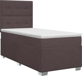 vidaXL Κρεβάτι box spring με στρώμα Σκούρο Καφέ 100 x 200 cm Ύφασμα