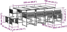 vidaXL Σετ Τραπεζαρίας Κήπου 13τεμ Μικτό Μπεζ Συνθ. Ρατάν με Μαξιλάρια