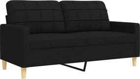 vidaXL Πολυθρόνες Σετ 3 Τεμαχίων Μαύρες από Ύφασμα με Υποπόδια