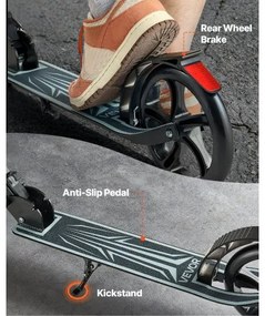 VEVOR Kick Scooter for Kids Ages 8+, Teens &amp; Adults, 2-Wheel Toddler Scooter with Adjustable Height Handlebar, Wide Anti-Slip Deck, Foldable Lightweight Frame for Boys &amp; Girls up to 99.8 kg, Black