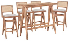 Dining bar set Winslow set 5pieces rubberwood light walnut 120x45x100cm 120x45x100 εκ.