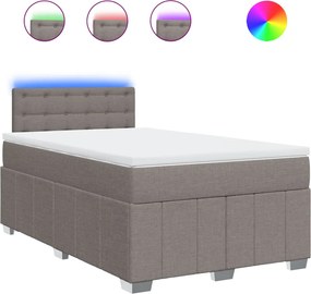 vidaXL Κρεβάτι Boxspring με Στρώμα Taupe 120x190 εκ. Υφασμάτινο