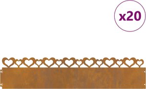 vidaXL Περιγράμματα γκαζόν 20 pcs 103 x 0,05 x 22 εκ Σκ rusty