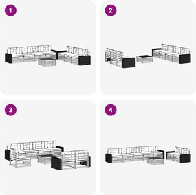 vidaXL Σειρά Καναπέ Εξωτερικού 8 pcs Φυσικό και Ανθρακί