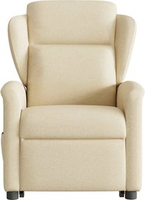 vidaXL Πολυθρόνα Μασάζ Ηλεκ. Ανακλινόμενη με Ανύψωση Κρεμ Υφασμάτινη