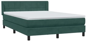 vidaXL Κρεβάτι Boxspring με Στρώμα Σκούρο Πράσινο 140x210εκ. Βελούδινο