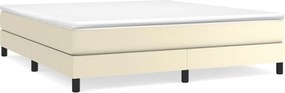 vidaXL Κρεβάτι Boxspring με Στρώμα Κρεμ 180x200 εκ. Συνθετικό Δέρμα